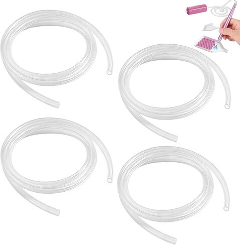 4 PCS Long Extended Silicone Hoses, Replacement Pipes for Diamond Art Painting Pen, Premium Flexible Silicone, Universal Fit for Most Vacuum Pens, for Diamond Art Crafters in Kuwait