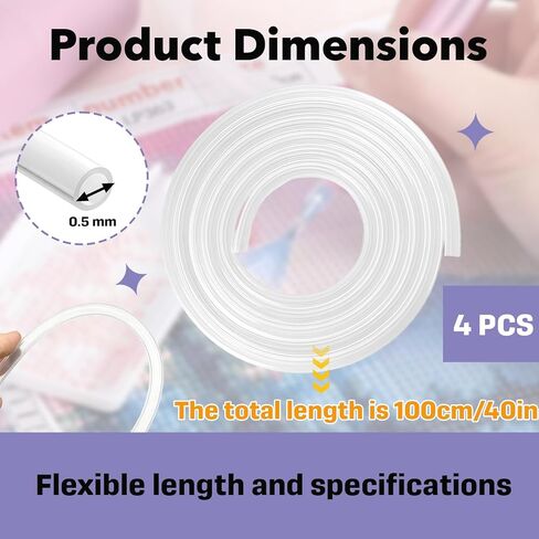 4 PCS Long Extended Silicone Hoses, Replacement Pipes for Diamond Art Painting Pen, Premium Flexible Silicone, Universal Fit for Most Vacuum Pens, for Diamond Art Crafters in Kuwait