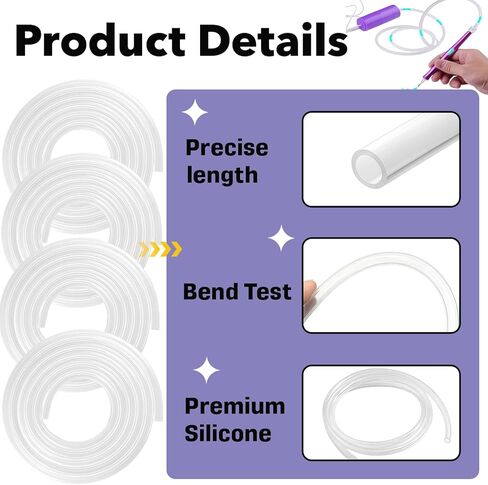 4 PCS Long Extended Silicone Hoses, Replacement Pipes for Diamond Art Painting Pen, Premium Flexible Silicone, Universal Fit for Most Vacuum Pens, for Diamond Art Crafters in Kuwait