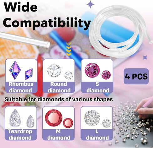 4 PCS Long Extended Silicone Hoses, Replacement Pipes for Diamond Art Painting Pen, Premium Flexible Silicone, Universal Fit for Most Vacuum Pens, for Diamond Art Crafters in Kuwait