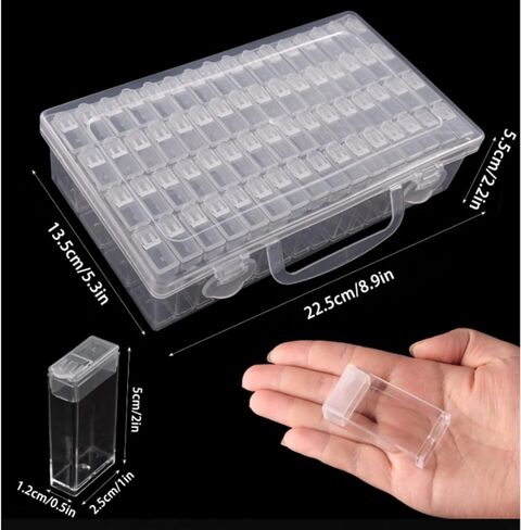 64 PCS Adults Jars Storage Containers for Diamond Art Kits, with a Box, Portable Storage Organizer with Sticker Labels for Diamond Painting Accessories and Tools in Saudi Arabia