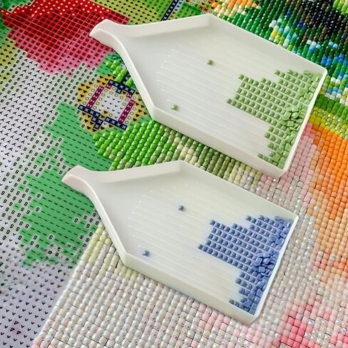 2 Pcs Large Diamond Painting Trays, 6.3" x 3.15" Bead Sorting Trays Organizer, DIY Art Craft Tool Accessories for Adults, White in Saudi Arabia