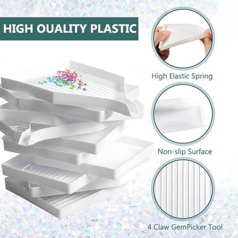 2 Pcs Large Diamond Painting Trays, 6.3" x 3.15" Bead Sorting Trays Organizer, DIY Art Craft Tool Accessories for Adults, White in Saudi Arabia