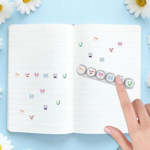 6 قطع من GLOBLELAND 6 أنماط مختلفة من طوابع التحبير الذاتي لتصنيف التعبيرات البلاستيكية مجموعة طوابع صغيرة للتعبير عن الرسم اليومي والحرف الفنية وحفلات أعياد الميلاد وجوائز الكرنفال in Kuwait