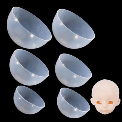 GLOBLELAND 6Pcs 6Sizes Doll Head Silicone Wig Cap BJD Doll Cover Non Slip High Elasticity Silicone Hair Wigs Cover for DIY Doll Making in Saudi Arabia