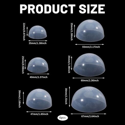 GLOBLELAND 6Pcs 6Sizes Doll Head Silicone Wig Cap BJD Doll Cover Non Slip High Elasticity Silicone Hair Wigs Cover for DIY Doll Making in Saudi Arabia