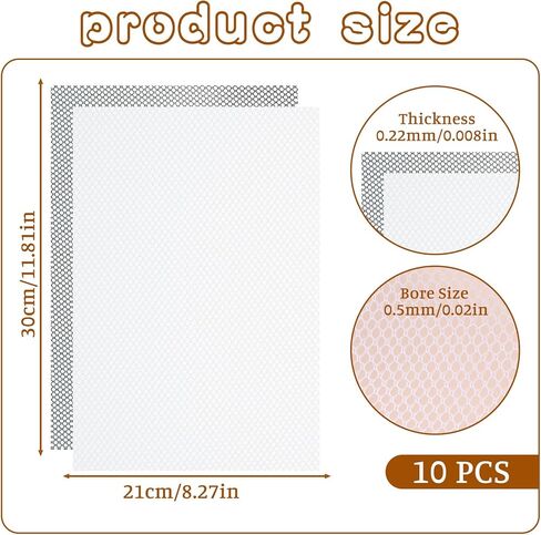 IANFAN 10 Pcs 0.5mm Fursuit Eyes Mesh, Waterproof Printable Mesh Sheet Plastic PVC Eye Meshs Sheets 11.81 x 8.27 in Blank Eye Meshs for Therian Mask Furry Cosplay Props Fursuits DIY (Black White) in Saudi Arabia