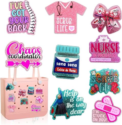 Bling Nurse Charms for Bogg Bag,Cute Acrylic Medical Bag Charms for Bogg Accessories,Compatible with Simply Southern Beach Tote,Decoration Accessories for Nurse Girls Women in Saudi Arabia