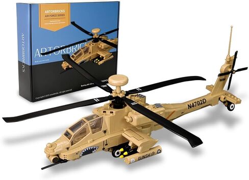 مجموعة بناء طائرة عسكرية من ArtorBricks AH-64 Apache مع حامل عرض - مجموعة نماذج مكونة من 183 قطعة للبالغين وهواة الجمع والمتحمسين، وتغليف صندوق هدايا ممتاز لهدايا العطلات وأعياد الميلاد in Kuwait