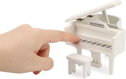 Miniature Piano for Dollhouse Furniture Upright Grand Piano with Stool Instrument 1 12 Ornament Artificial House Scene Accessories Desktop Decoration (White) in Kuwait
