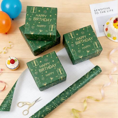Lenpel Happy Birthday Wrapping Paper Roll 17 Inch x 33 Feet Gift Wrap for Medium & Small Gifts Perfect for Birthday and Holiday Party Gift Wrapping in Saudi Arabia