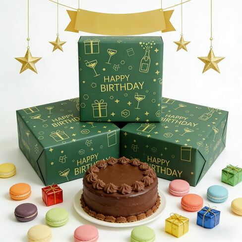 Lenpel Happy Birthday Wrapping Paper Roll 17 Inch x 33 Feet Gift Wrap for Medium & Small Gifts Perfect for Birthday and Holiday Party Gift Wrapping in Saudi Arabia