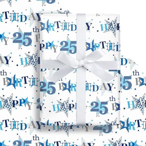 LeZakaa 16th Birthday Wrapping Paper Roll - Blue Happy 16th Birthday With Heart Gift Wrap for for Age16 Teens, Kids, Boys - Mini Roll - 17 inches x 16.4 Feet (23.2 sq.ft.) in Saudi Arabia