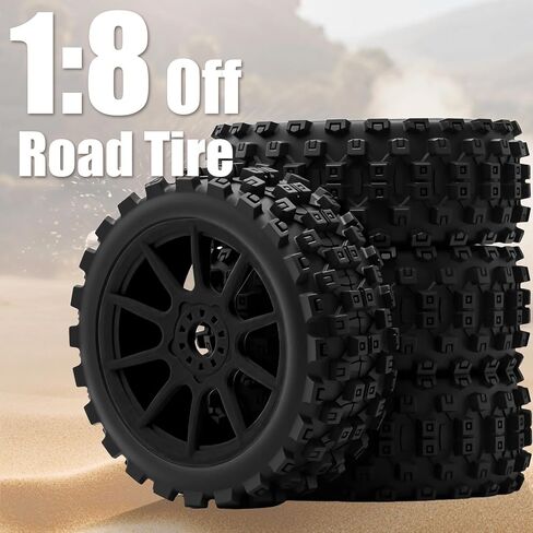 إطارات وعجلات سباق 1/8 Typhon للطرق الوعرة 17 مم سداسية RC مع حشوات إسفنجية لـ ARRMA 1/8 Typhon 3S/6S Losi 8IGHT HongNor FS Racing KYOSHO MP10 MP9 MP9e Neo HSP Hyper (4 قطعة/المجموعة) - أسود in Saudi Arabia