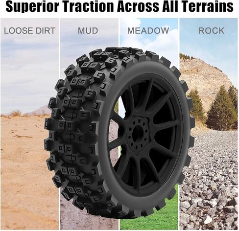 إطارات وعجلات سباق 1/8 Typhon للطرق الوعرة 17 مم سداسية RC مع حشوات إسفنجية لـ ARRMA 1/8 Typhon 3S/6S Losi 8IGHT HongNor FS Racing KYOSHO MP10 MP9 MP9e Neo HSP Hyper (4 قطعة/المجموعة) - أسود in Saudi Arabia