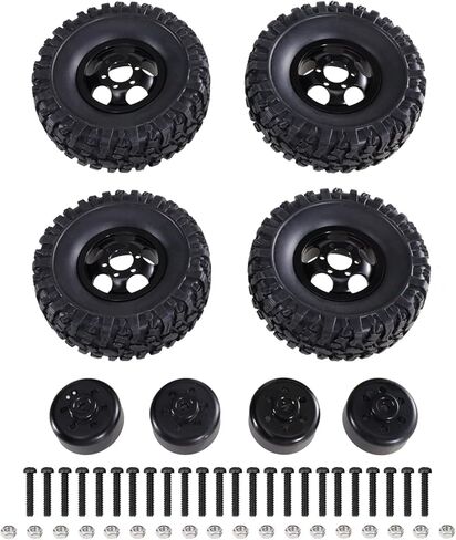 1/12 Aluminum Alloy Wheels & Rubber Tires Upgrade Set for MN82, LC79, MN78, WPL C24, D12, MN99S, MND90 RC Cars (Black) in Saudi Arabia