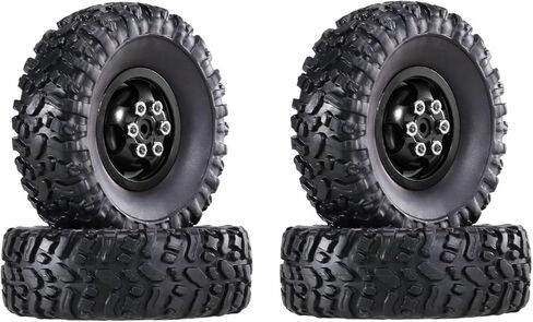 1/12 Aluminum Alloy Wheels & Rubber Tires Upgrade Set for MN82, LC79, MN78, WPL C24, D12, MN99S, MND90 RC Cars (Black) in Saudi Arabia