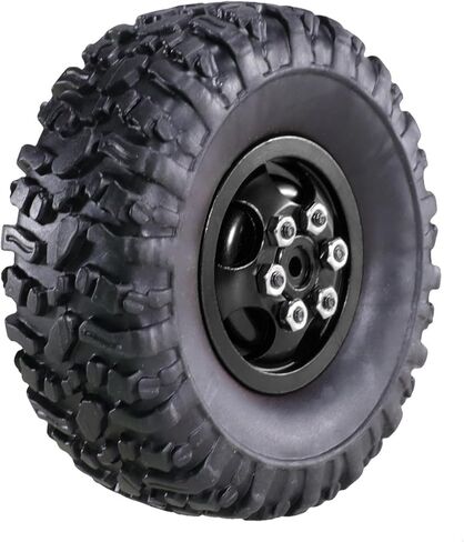 1/12 Aluminum Alloy Wheels & Rubber Tires Upgrade Set for MN82, LC79, MN78, WPL C24, D12, MN99S, MND90 RC Cars (Black) in Saudi Arabia