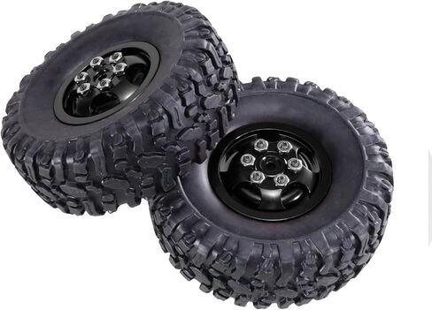 1/12 Aluminum Alloy Wheels & Rubber Tires Upgrade Set for MN82, LC79, MN78, WPL C24, D12, MN99S, MND90 RC Cars (Black) in Saudi Arabia