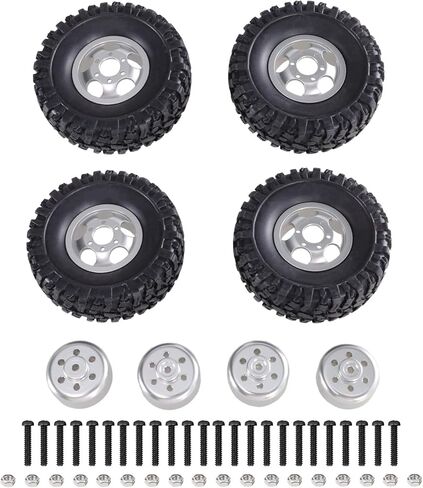 1/12 Aluminum Alloy Wheels & Rubber Tires Upgrade Set for MN82, LC79, MN78, WPL C24, D12, MN99S, MND90 RC Cars (Black) in Saudi Arabia