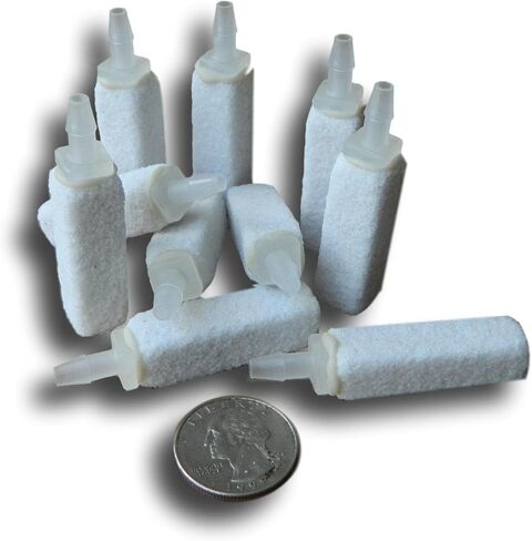 أحجار فقاعات حوض السمك 10 عبوات .5 × .5 × 1.5 بوصة مع قضيب OD 5/32 بوصة رائعة أيضًا لدلاء الطعم، منتجات تهوية Bubblemac موديل # 1111-10، أحجارنا لا تذوب بعيدًا in Kuwait