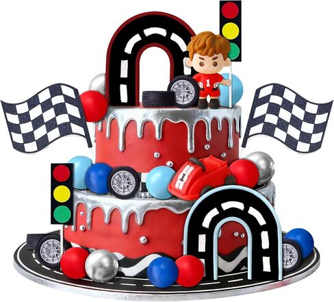 Race Car Cake Topper Cars Cake Topper Car Birthday Party Decoration Race Track Decorations (blue) in Saudi Arabia