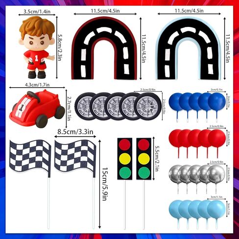 Race Car Cake Topper Cars Cake Topper Car Birthday Party Decoration Race Track Decorations (blue) in Saudi Arabia