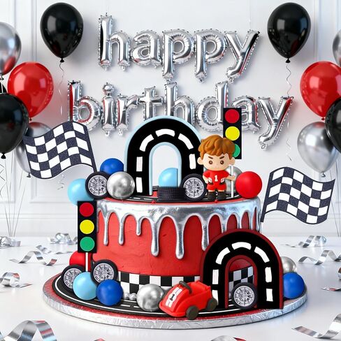 Race Car Cake Topper Cars Cake Topper Car Birthday Party Decoration Race Track Decorations (blue) in Saudi Arabia