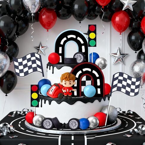 Race Car Cake Topper Cars Cake Topper Car Birthday Party Decoration Race Track Decorations (blue) in Saudi Arabia