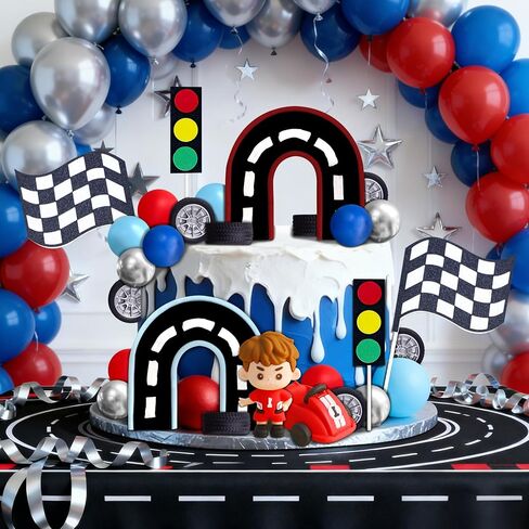 Race Car Cake Topper Cars Cake Topper Car Birthday Party Decoration Race Track Decorations (blue) in Saudi Arabia