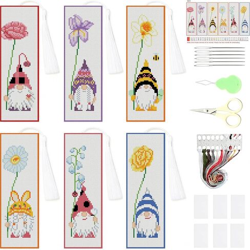 VIGEGU 4 Pack Cross Stitch Kits for Beginners,Singer Bookmarks for Women Stamped Cross Stitch Kits,11ct Cross Stitch Embroidery Kit for Beginners Crafts for Adults in Saudi Arabia