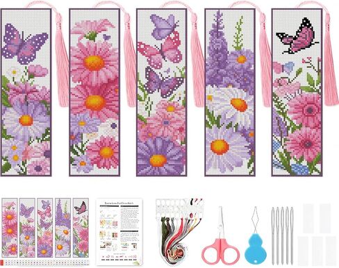 VIGEGU 4 Pack Cross Stitch Kits for Beginners,Singer Bookmarks for Women Stamped Cross Stitch Kits,11ct Cross Stitch Embroidery Kit for Beginners Crafts for Adults in Saudi Arabia