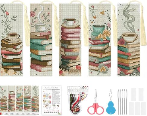 VIGEGU 4 Pack Cross Stitch Kits for Beginners,Singer Bookmarks for Women Stamped Cross Stitch Kits,11ct Cross Stitch Embroidery Kit for Beginners Crafts for Adults in Saudi Arabia