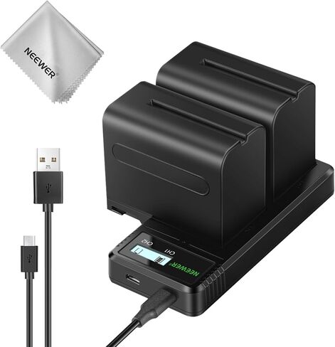 Neewer 4 Packs NP-F750 Replacement Batteries 7.4V 5600mAh with 4 Channel Battery Charger & Power Adapter, Compatible with NP-F550/750/770/970 FM500H QM71D QM91D, Field Monitor, Video Light in Kuwait