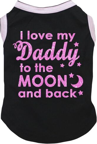 Petitebella I Love My Daddy to The Moon Puppy Dog Shirt (Black/Pink, Medium) in Saudi Arabia
