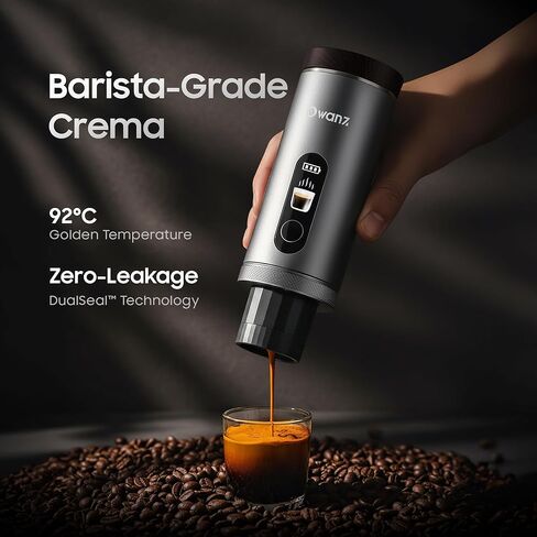 Electric Portable Espresso Machine, 20 Bar Travel Coffee Maker Self-Heating with 9000mAh Battery, Compatible with Ground Coffee & NS Capsule for Camping, Car, RV, Hiking (Silver) in Saudi Arabia