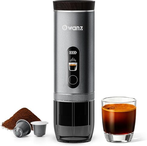 Electric Portable Espresso Machine, 20 Bar Travel Coffee Maker Self-Heating with 9000mAh Battery, Compatible with Ground Coffee & NS Capsule for Camping, Car, RV, Hiking (Silver) in Saudi Arabia