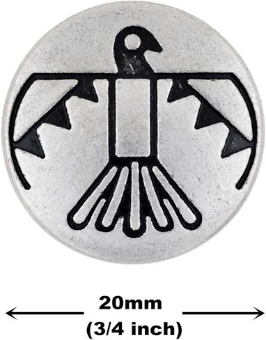 Bezelry 10 Pieces Aztec Thunderbird Metal Flat Base Screw Back Concho Rivets. Screw Included. 20mm (3/4 inch)(Antique Silver) in Saudi Arabia