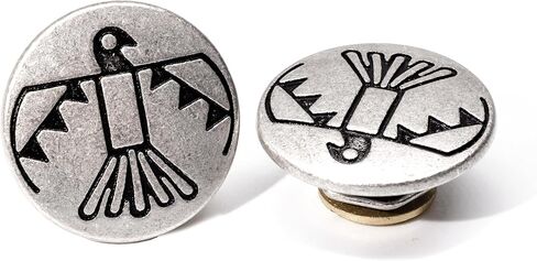 Bezelry 10 Pieces Aztec Thunderbird Metal Flat Base Screw Back Concho Rivets. Screw Included. 20mm (3/4 inch)(Antique Silver) in Saudi Arabia