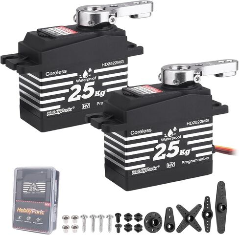 HobbyPark Pack of 2 Waterproof 345oz-in 25KG RC Servos Coreless Motor Metal Gears Standard Digital Servo for Arduino Robotics DIY 1/8 1/10 RC Car Truck Buggy Steering Servo Control Angle 180 in Saudi Arabia