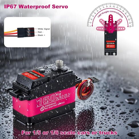 DS51160 160KG RC Servo Motor Waterproof Large High Torque Digital Servos Full Metal Gear 24V for RC Plane Quadcopter Helicopter Robotic Arm (180°) in Saudi Arabia