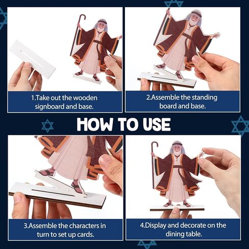 25 Set Passover Table Centerpiece Happy Passover woodenTabletop Signs Jewish Pesach Decorations with Base for Festival Holiday Party Supplies Passover Seder Jewish Easter Home Indoor in Saudi Arabia