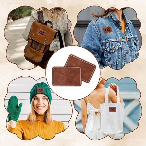 Leather Patches for Hats, 10 Pcs Blank Leatherette Hat Patches with Adhesive Rectangle Leather Iron on Patch for Laser Engraving Custom Fabric Repair Sew DIY Crafts (Brown, 3.15 X 1.97 Inches) in Saudi Arabia