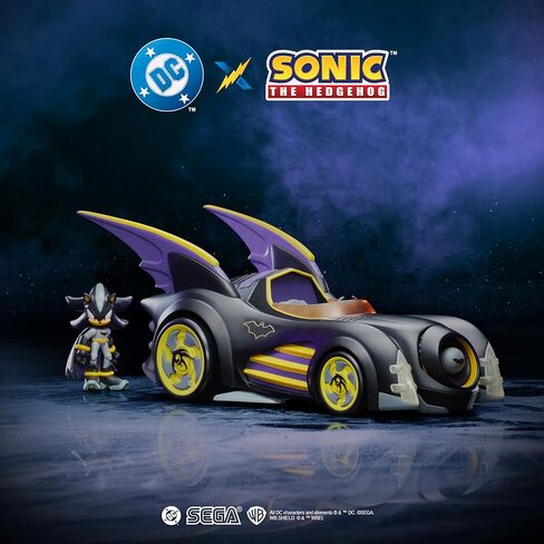 DC X Sonic Batmobile Shadow-fied! with Cool 2.5 Inch Shadow Action Figure as Batman, from The DC x Sonic The Hedgehog Comic Book Series - A Collector's Must Have! in Saudi Arabia