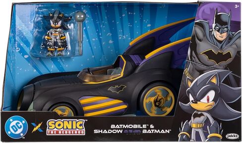 DC X Sonic Batmobile Shadow-fied! with Cool 2.5 Inch Shadow Action Figure as Batman, from The DC x Sonic The Hedgehog Comic Book Series - A Collector's Must Have! in Saudi Arabia