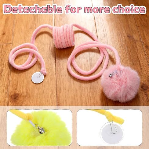 4PCS Cat Spring Toys, Hanging Fluffy Cat Ball Toys with Bell Stretchable Interactive Cats Teaser Soft Plush Interactive Cat Toy for Indoor Cats Kitten Play Chase Exercise in Saudi Arabia