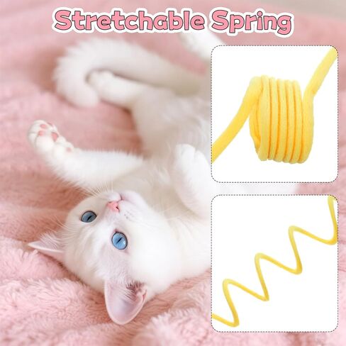 4PCS Cat Spring Toys, Hanging Fluffy Cat Ball Toys with Bell Stretchable Interactive Cats Teaser Soft Plush Interactive Cat Toy for Indoor Cats Kitten Play Chase Exercise in Saudi Arabia