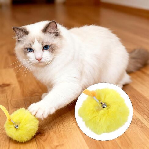4PCS Cat Spring Toys, Hanging Fluffy Cat Ball Toys with Bell Stretchable Interactive Cats Teaser Soft Plush Interactive Cat Toy for Indoor Cats Kitten Play Chase Exercise in Saudi Arabia