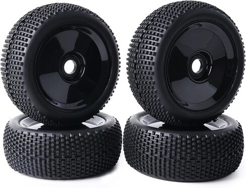 عجلات وإطارات تروجي سداسية RC مقاس 17 مم مُلصقة مسبقًا بمقياس 1/8 RC لإطارات 1/8 Arrma Typhon 6S 3S Losi 8IGHT X/E 2.0 XT/XTE Traxxas Team Associated HPI RC لإطارات الطرق الوعرة (أسود) in Kuwait