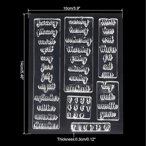 Transparent Silicone Stamps, 1 Pcs T1660 Month Day Date Clear Stamps for Card Making Decoration DIY Scrapbooking Embossing Album Decor Craft, Clear in Saudi Arabia